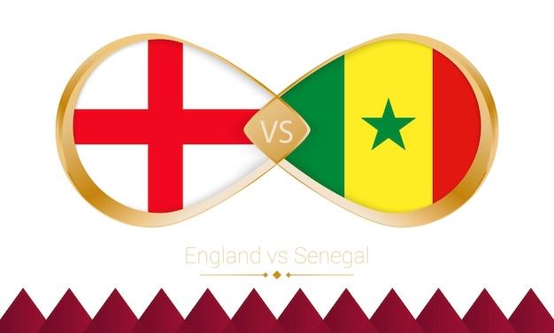 Goldenes symbol england gegen senegal für das achtelfinale des fußballspiels 2022