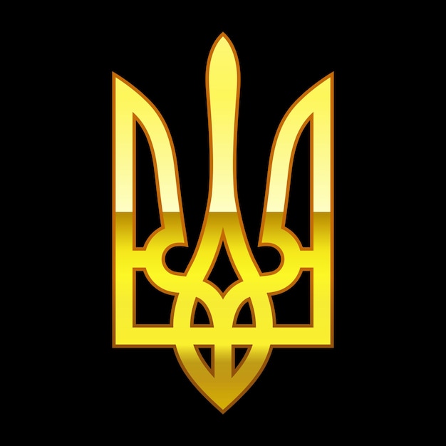 Goldenes wappen der ukraine, nationales ukrainisches emblem.