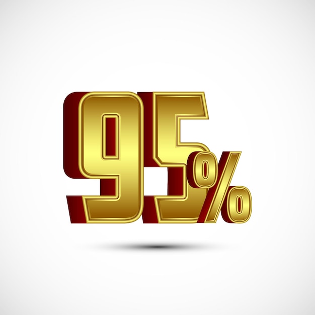 Goldfarbe 95 Prozent 3D-Ermäßigung Aufkleber Großes Angebot Verkaufssymbol Besonderes Angebot Etikett