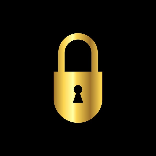 Goldfarbene Vorhängeschloss-Symbol-Vektor-Logo-Vorlage