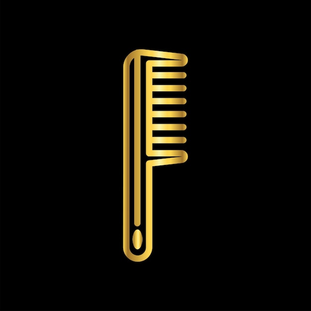 Goldfarbiger haarkamm-icon-vektor-vorlage-logo-trend-kollektion flaches design