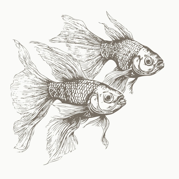 Goldfisch-skizze. handgezeichnete skizze