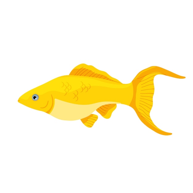 Goldgelbe aquarienfische clipart vektorillustration im cartoon-stil ist auf weißem hintergrund isoliert