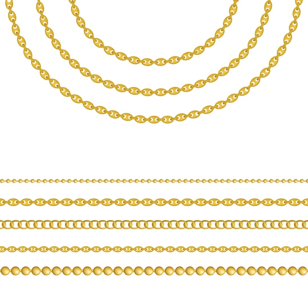 Vektor goldkette, isoliert auf weißem hintergrund. vektor-illustration.