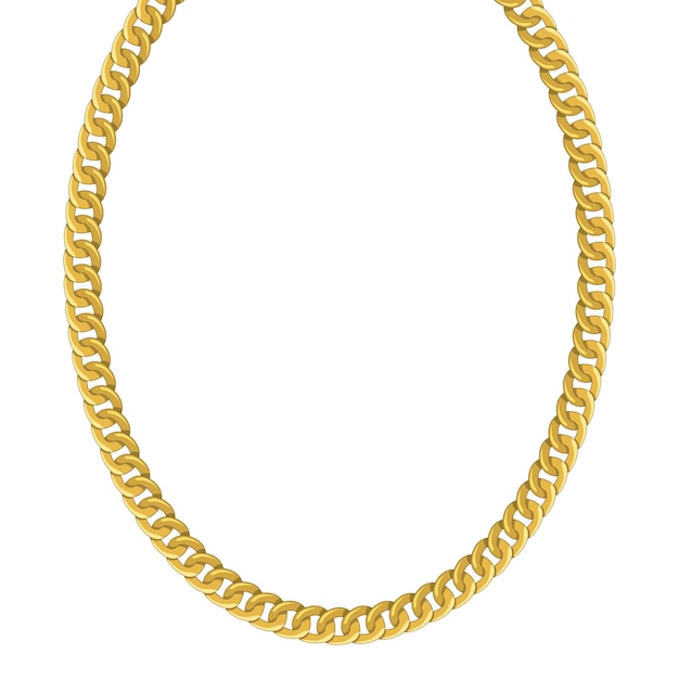 Goldkette isoliert. Vektor-Halskette.