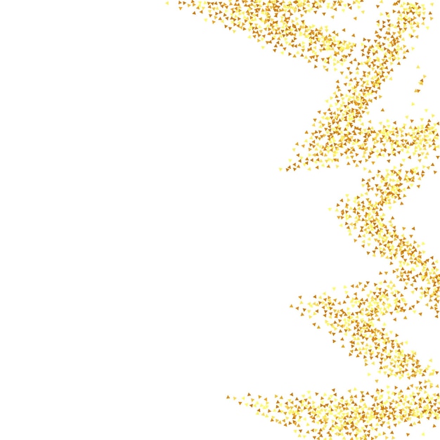 Goldkonfetti auf Rot. Isolierte goldene Staubpartikel. Folienrand. Geometrischer Jubiläumshintergrund. Flüssige Geburtstagskarte. Zufälliger Brauthintergrund. Vektorrundes Bokeh. Abstrakter schillernder Hintergrund.