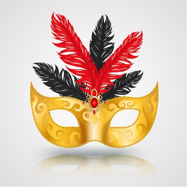 Vektor goldmasken-karneval mit feder