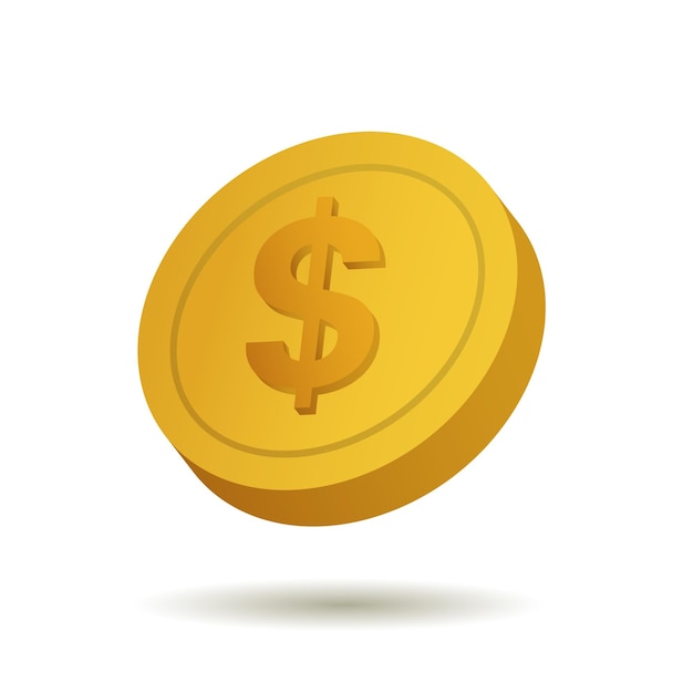 Goldmünze mit Dollarsymbol. 3D-Vektor-Münzsymbol.