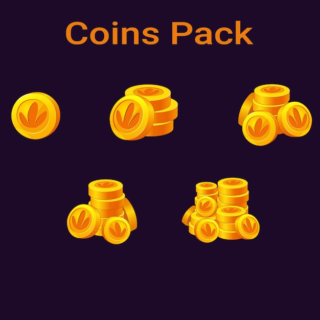 Vektor goldmünzen spielsymbole token für die game-ui-schnittstelle game shop ui-schnittfläche