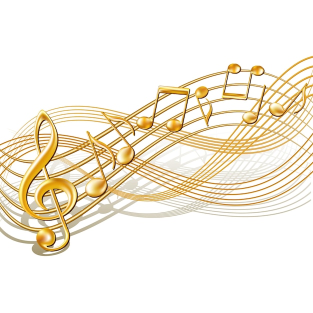 Goldmusikalische Anmerkungen Personal Hintergrund auf Weiß. Vektor-Illustration.