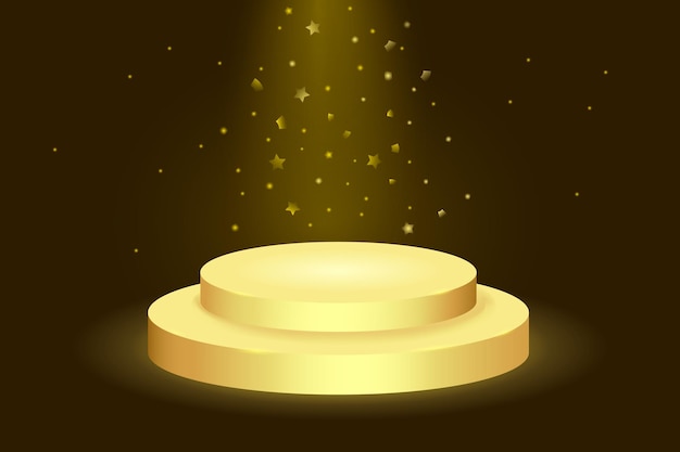 Goldpodium mit konfetti