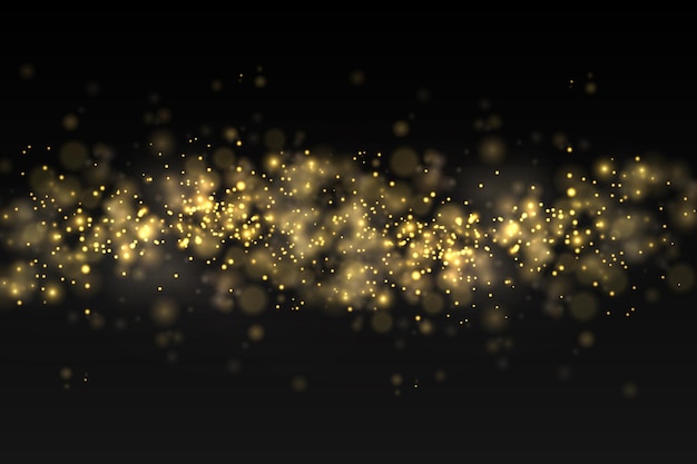 Goldstaubpartikel bokeh weihnachten goldener lichteffekt funkeln gelbe funken sternunschärfevektor