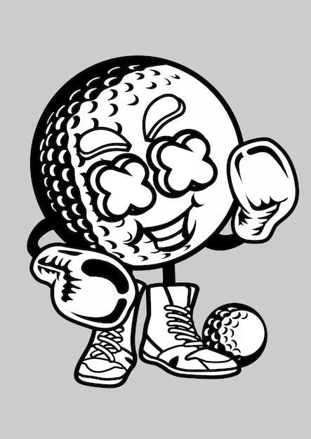 Vektor golf-boxer-cartoon-figur