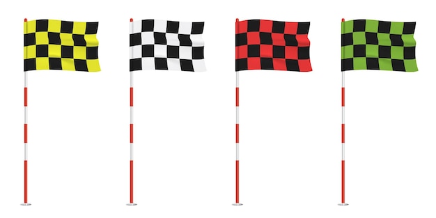 Vektor golf-checkerflagge farbenfroher vektor-set, isoliert auf weißem hintergrund