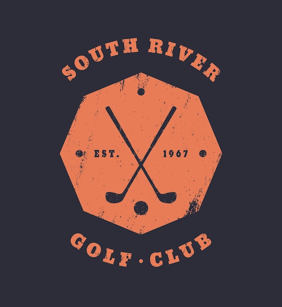 Golf club grunge vintage achteckiges emblem