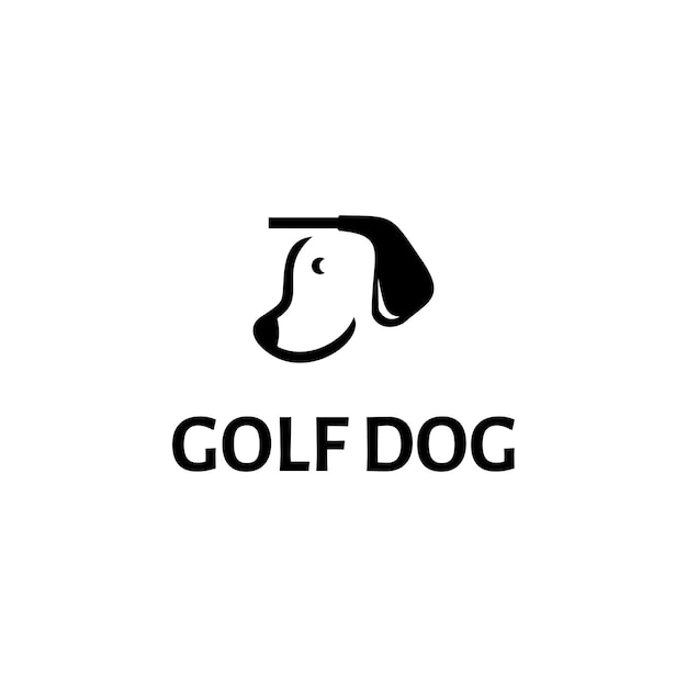 Vektor golf-hunde-logo-design minimalistisches und modernes doppelbedeutungs-logo-kombinationslogo