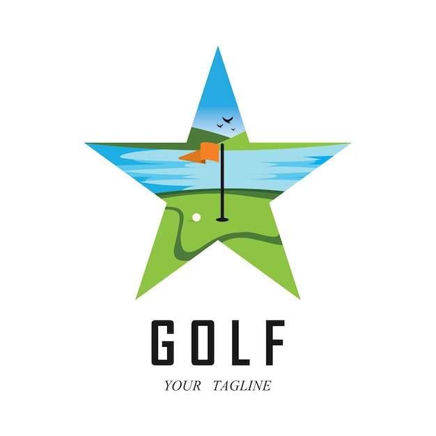 Golf-logo und vektor mit slogan-vorlage