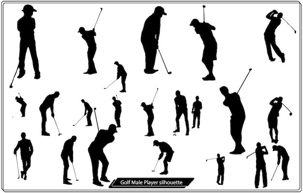 Vektor golf-männer-spieler-symbol, golfer abstrakte vektorsilhouette