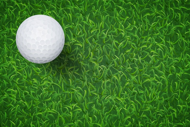 Vektor golfball auf grünem gras.