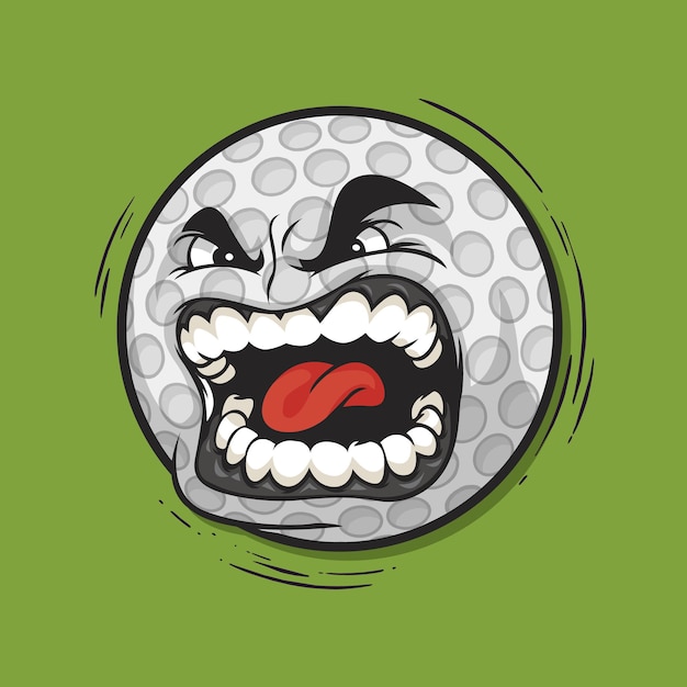 Golfball mit einem gesicht, auf dem „golf“ steht.