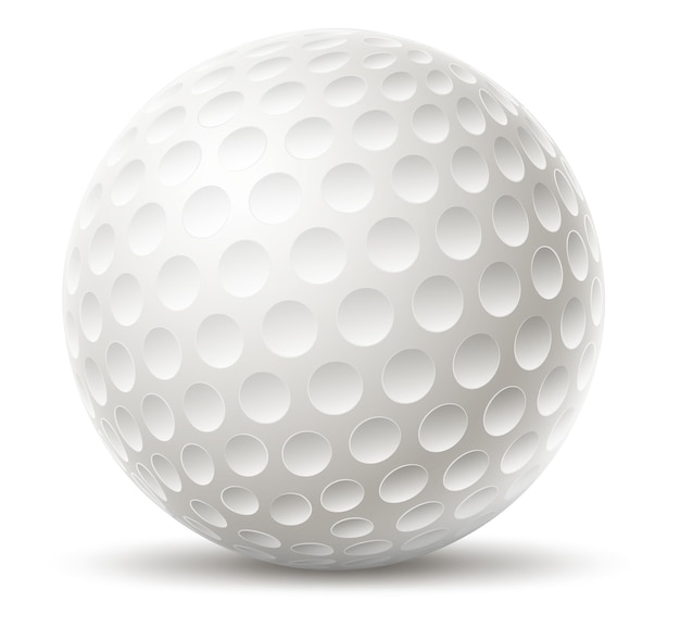 Golfball. Realistische weiße Kugel mit kleinen Grübchen auf weißem Hintergrund