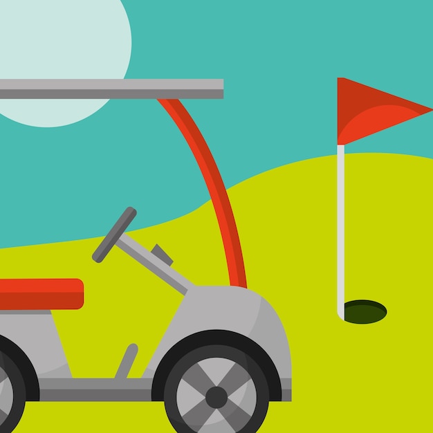 Vektor golfclub-auto-flagge-kurs