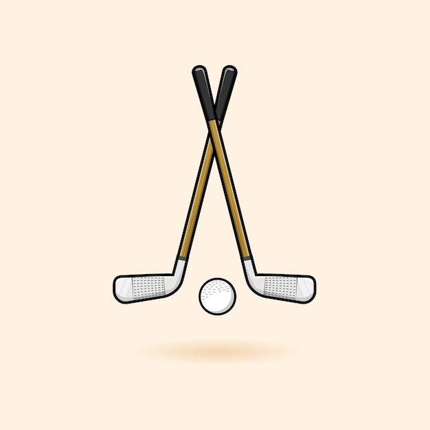 Golfschläger-sportgeräte zeichnen cartoon-stil vektor | Premium-Vektor