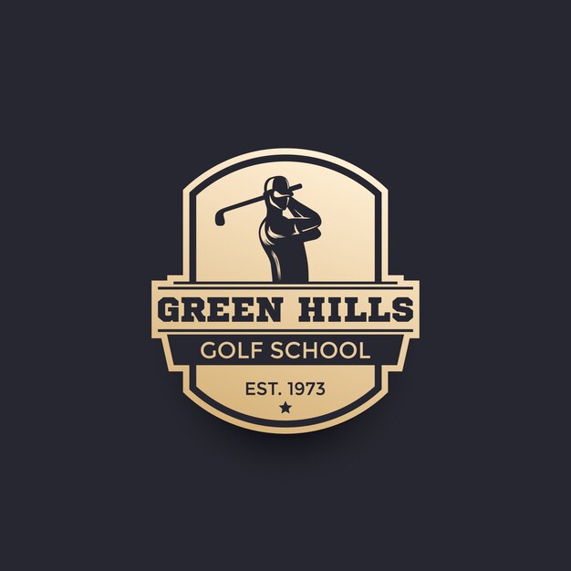 Golfschullogo, emblem mit golfer