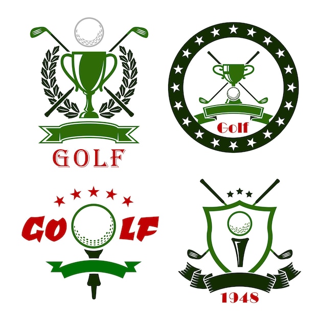 Golfspielsymbole mit sportartikeln