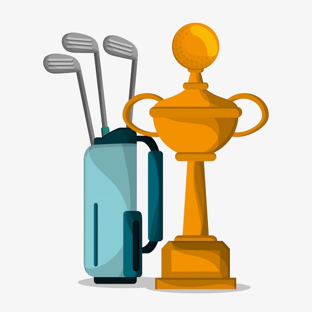 Golftrophäe und taschenclubs