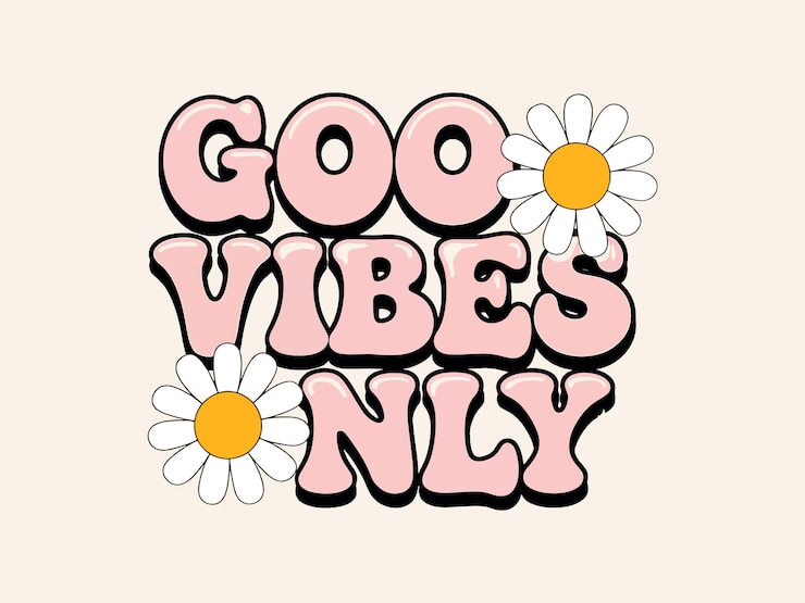Vektor good vibes nur retro-typografie-design für bekleidung und dekor