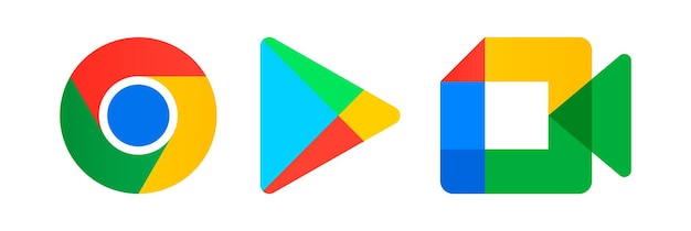 Google Chrome, Google Play, Google Meet-Logo