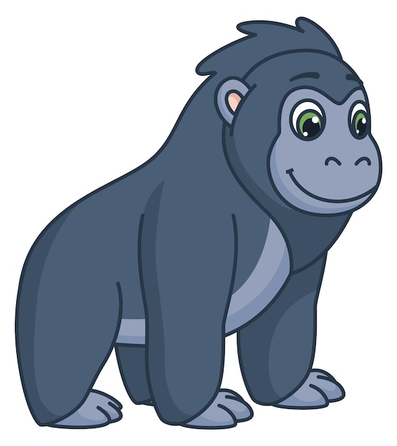Vektor gorilla-baby-cartoon-tier afrikanischer cartoon-affe isoliert auf weißem hintergrund