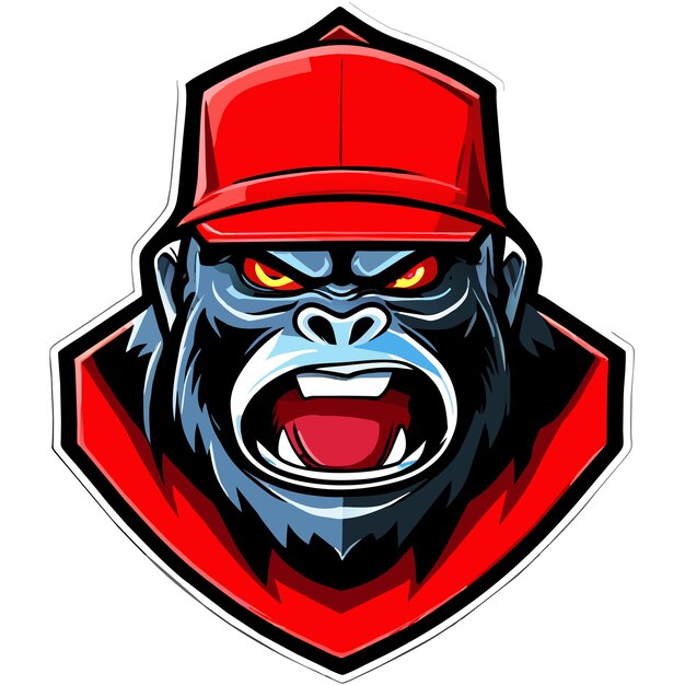 Vektor gorilla gaming esports maskottchen handgezeichnetes flaches stilvolles cartoon-sticker-ikonenkonzept isoliert