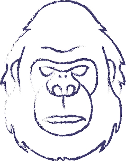 Gorilla-Gesicht, handgezeichnete Vektorillustration