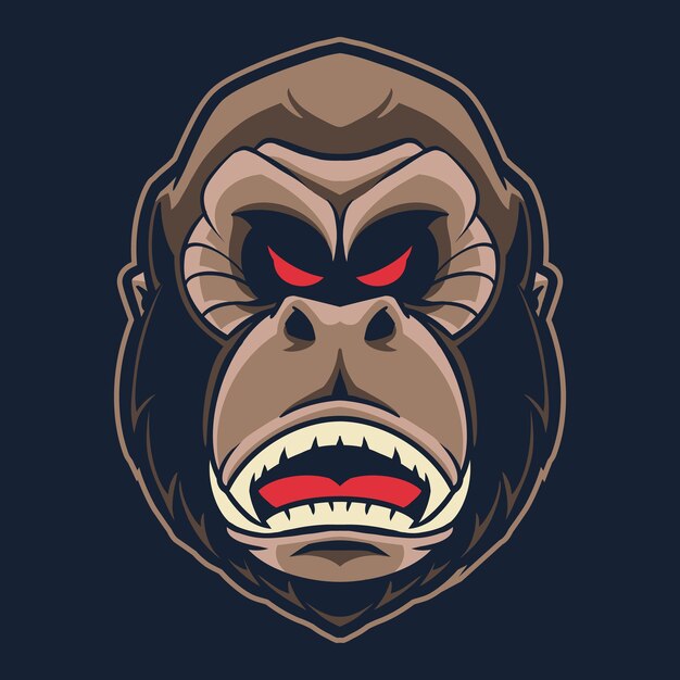 Gorilla head logo illustration isoliert auf dunkel