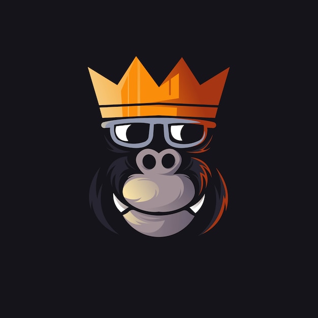 Gorilla king maskottchen logo design für spiele, esport, youtube, streamer und zucken