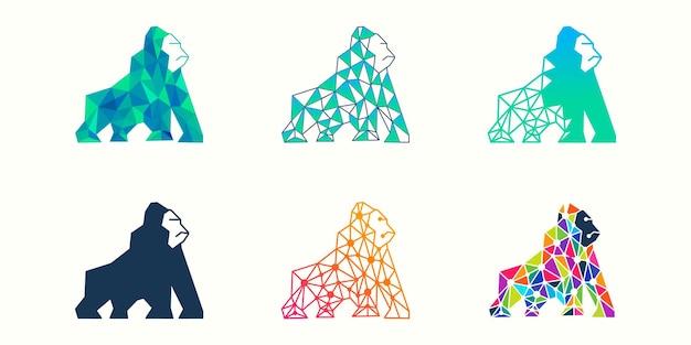 Gorilla-logo-icon-set tier-tech-design-vorlage vektor