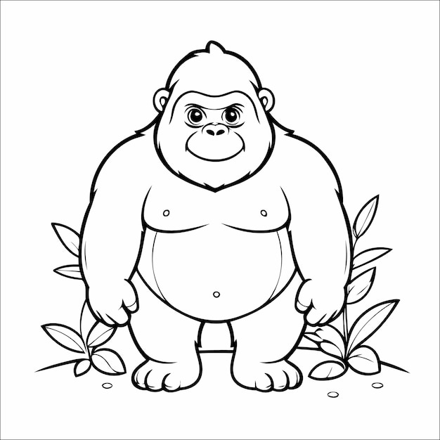 Vektor gorilla-malbuch zum zeichnen für kinder