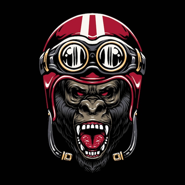 Gorilla Motorradhelm Illustration Design