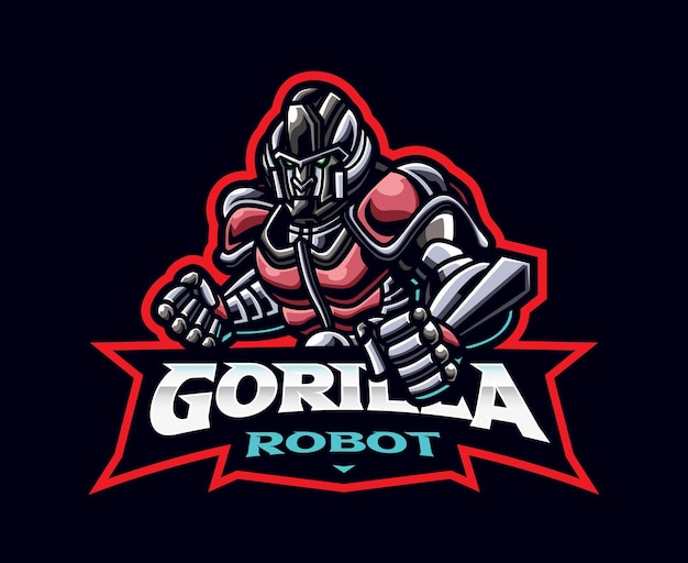 Gorilla-roboter-maskottchen-logo-design