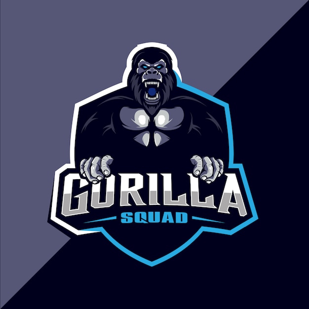 Vektor gorilla squad esport logo design