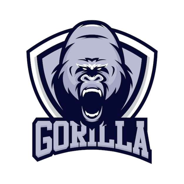 Gorilla Tier Sport Maskottchen Kopf Logo Vektor