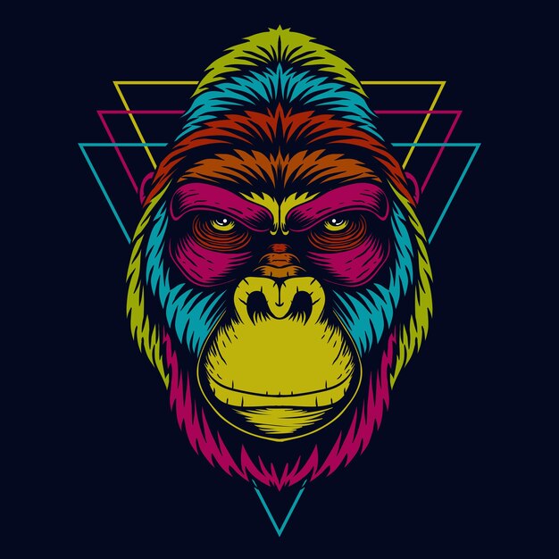 Gorillakopf bunte vektorillustration