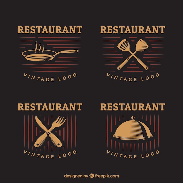 Gorumet restaurant logos mit vintage-stil