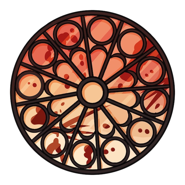 Gotische Rosette Fenster Doodle Vampir Glasfenster Konzept Halloween gruseliges handgezeichnetes Element Vektorgrafik für Aufkleber, Etiketten, Drucke, lasergeschnittene Dateien, Schreibwaren