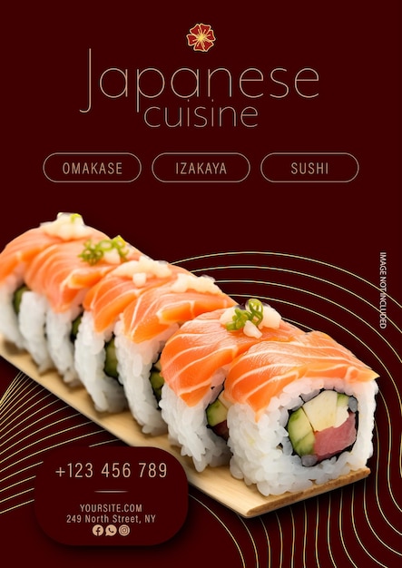 Gourmet Lachs-Sushi-Roll Social-Media-Poster-Design