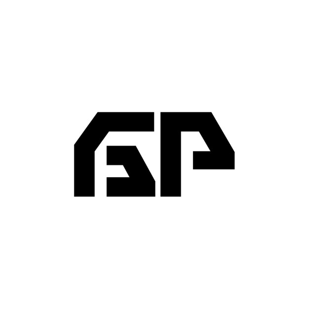 GP-Logo-Monogramm-Design Buchstaben-Text-Namen-Symbol Monochrom-Logotyp-Alphabet-Zeichen-Einfach-Logo
