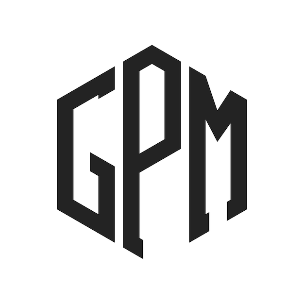 GPM-Logo-Design Anfangsbuchstaben GPM-Monogramm-Logo mit sechseckiger Form