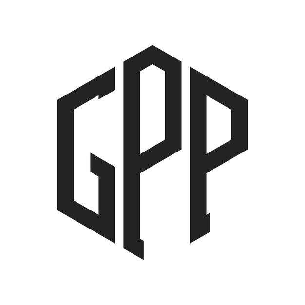 GPP-Logo-Design Anfangsbuchstaben GPP-Monogramm-Logo in sechseckiger Form